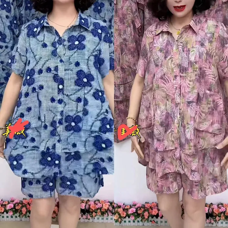 时尚夏季宽松休闲妈妈装套装