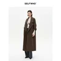 SELFWHO100高支绵羊毛混纺长款双面呢大衣女25冬新款翻领毛呢外套