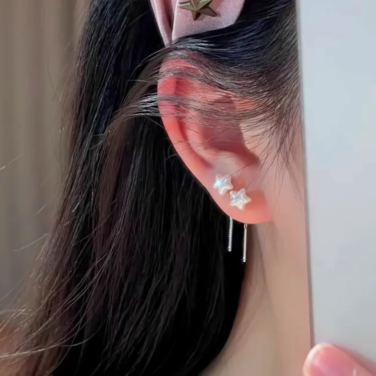 铜合金耳饰 s925银针五角星耳线女轻奢小众时尚气质百搭精致耳环