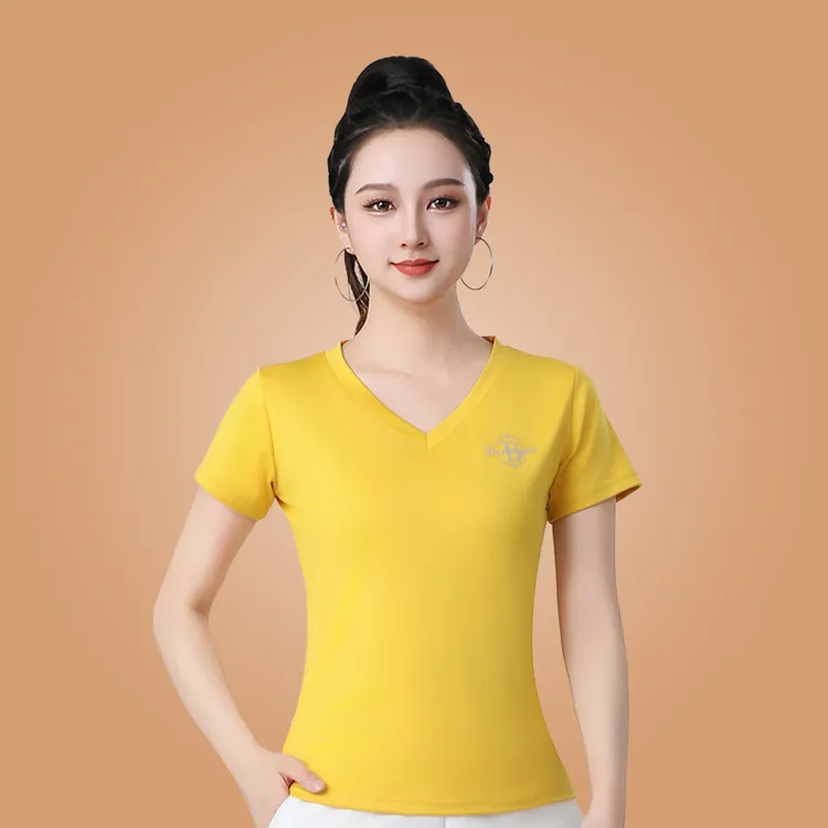 运动T恤修身户外速干跑步夏季女休闲瑜伽健身运动短袖V领上衣