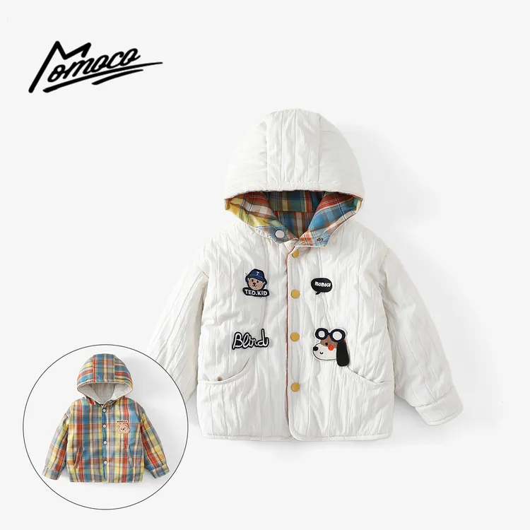 MOMOCO冬季新款男童双面穿韩版小狗休闲棉服外套77430138006