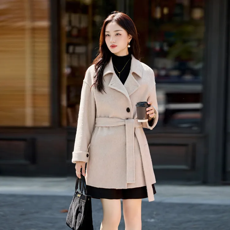 双面羊毛呢大衣女2025年秋冬季新款女装休闲女式毛呢外套 GT8117