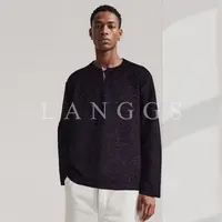  LANGGS&浪叔 25秋季花纱亨利领套头慵懒长袖卫衣-FW5409