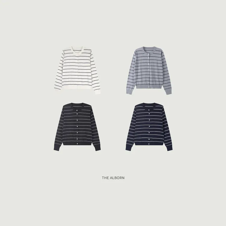 【不退不换】桑蚕丝绵羊毛混纺 圆领条纹开衫