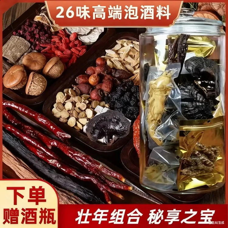 26味甄选原材送16斤瓶子养生滋补人参枸杞林下参