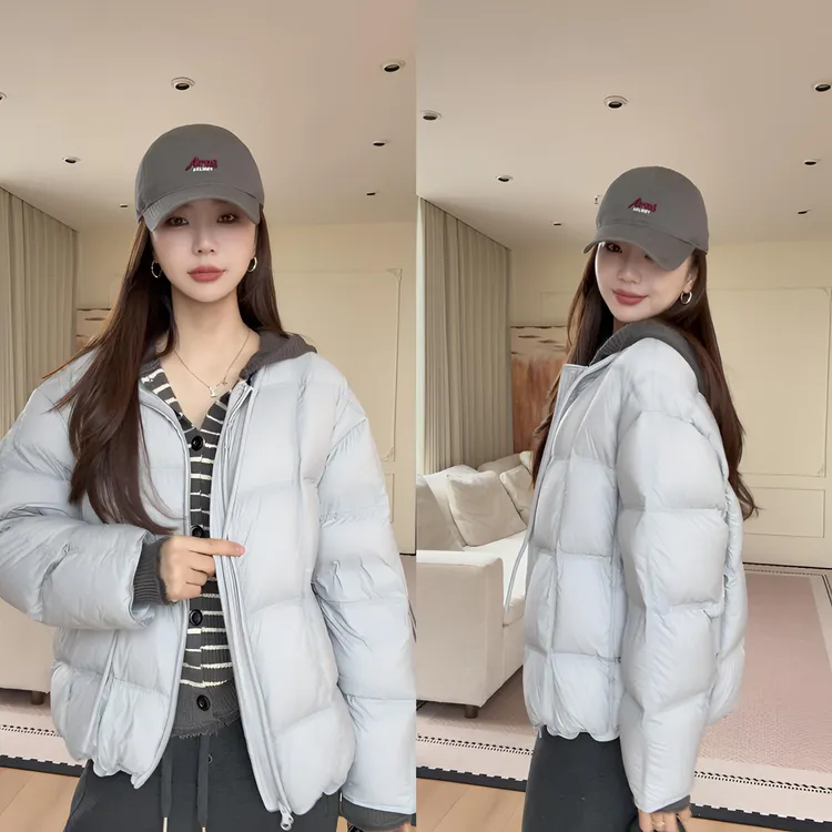 【余欢欢】冬季休闲简约百搭飘带圆领羽绒服-YHW50956