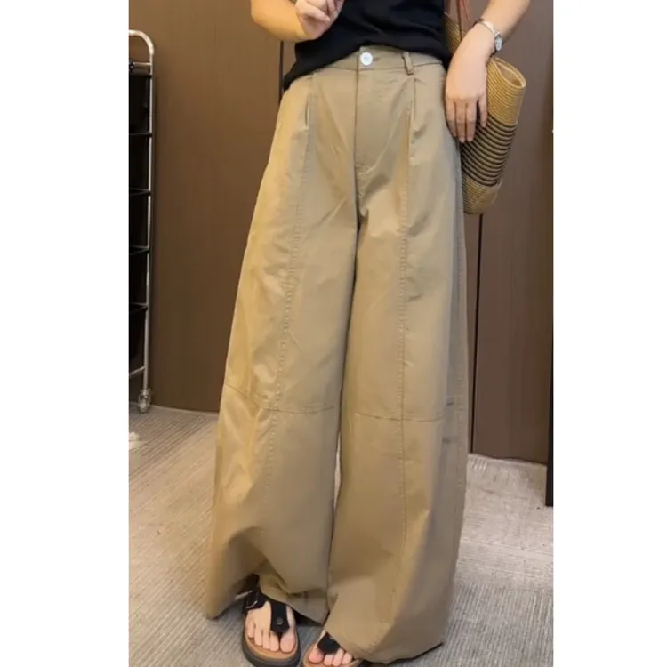2025夏季新款高腰显瘦休闲小个子大裤腿牛仔裤