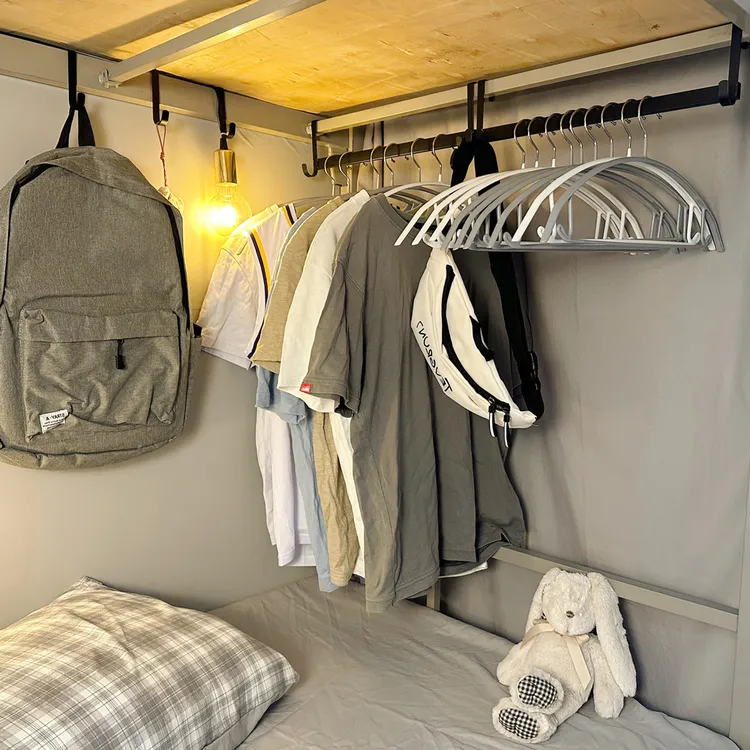 学生宿舍挂衣服收纳挂架上下铺床边晾衣杆挂衣架住宿生挂衣帽神器
