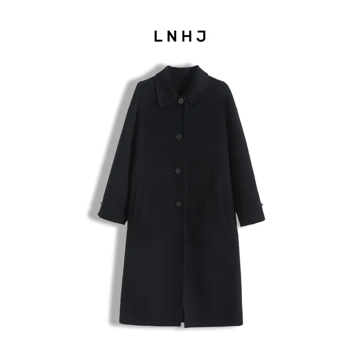 LNHJ【曼城旧事】百搭时尚简约翻领长款大衣