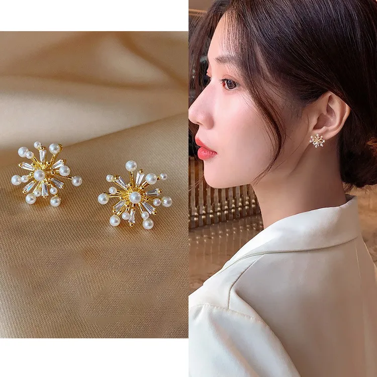 925银耳饰 轻奢烟花耳钉女韩式网红新款精致百搭气质超仙