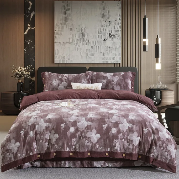 【花都-多色】全棉四件套柔软亲肤透气A类母婴可用色织提花软糯