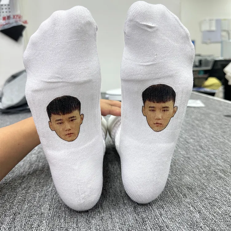 HHOP袜子照片印脚底定制袜子日常款情侣加厚毛巾底透气吸汗运动袜