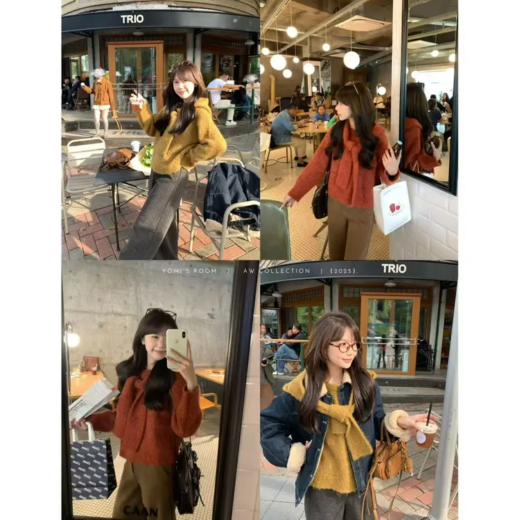 YOMI小个子【清冷淡颜】绵羊毛两件套套头毛衣百搭显白显瘦女秋冬