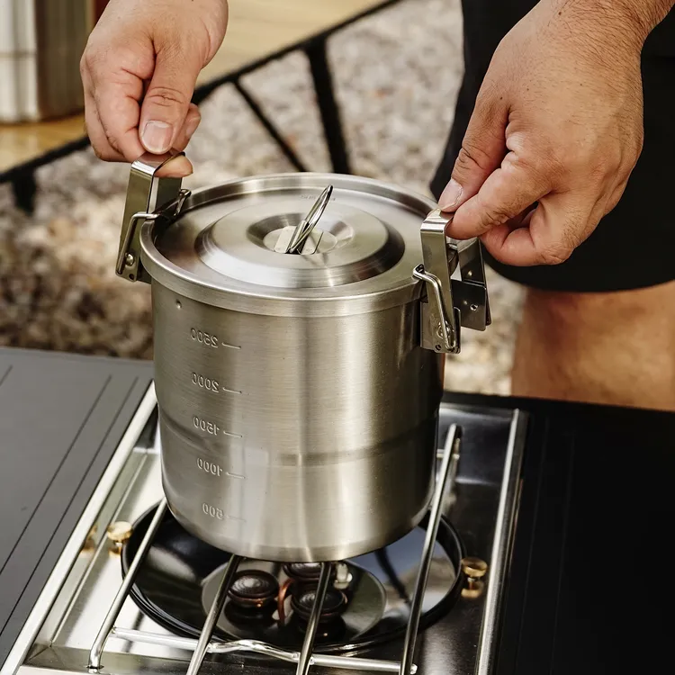 CLS户外304不锈钢锅具露营野炊装备全套炊具野营套装便携吊锅煮锅