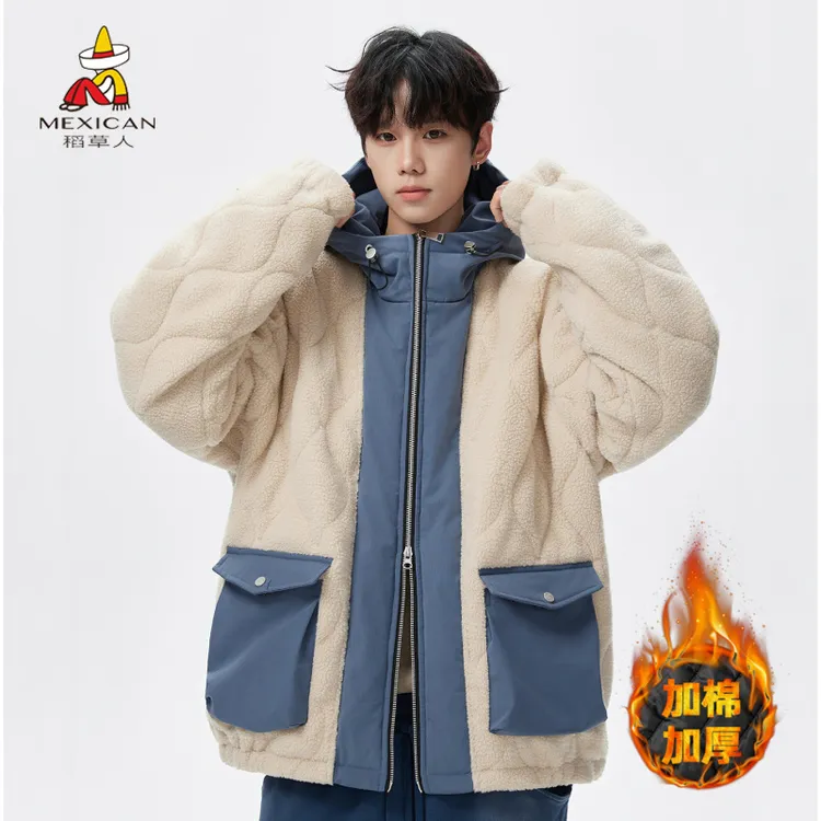 Mexican/稻草人新款冬季男棉衣潮流休闲百搭男士运动宽松加绒加厚