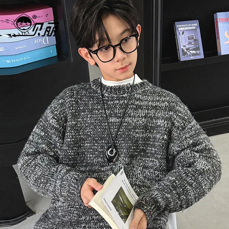 【妈妈的爱】男大童粗针毛衣秋冬2025亲少年破洞线衣中大童潮牌冬装