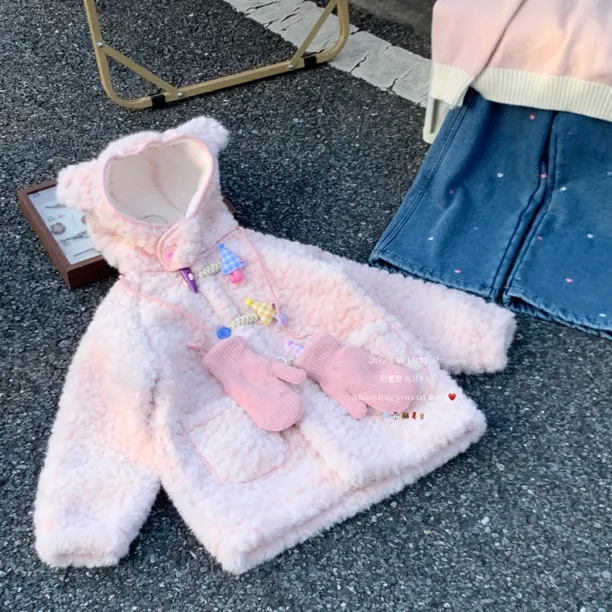 V5466-又美貌又舒服毛毛衣外套（送手套）