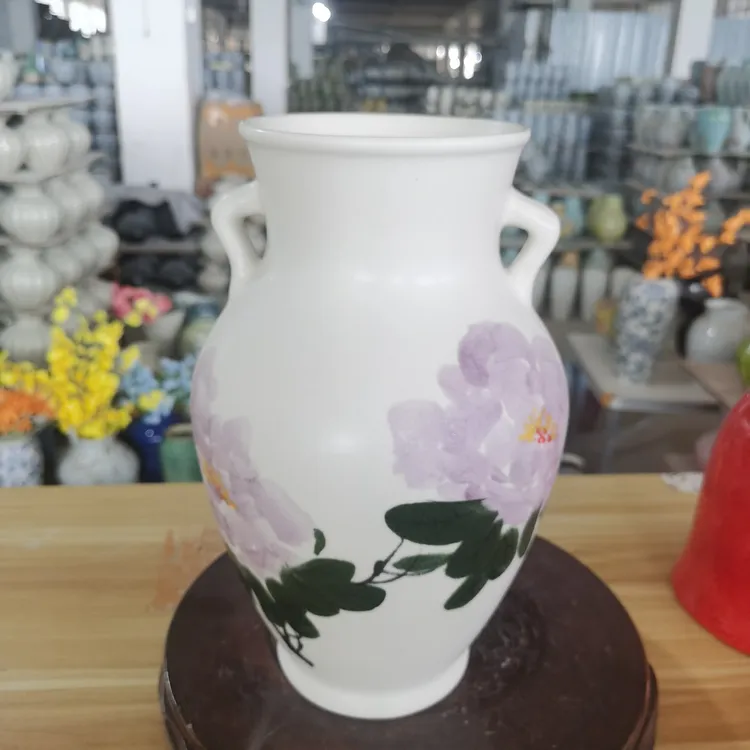 景德镇手绘陶瓷花瓶花器高度30口径10