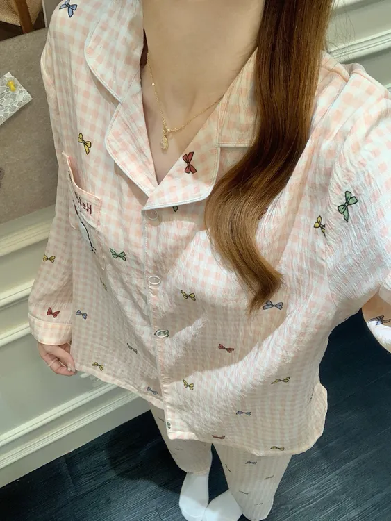 【带胸垫】韩系卡通可爱少女秋季睡衣女款春秋长袖长裤可外穿家居服