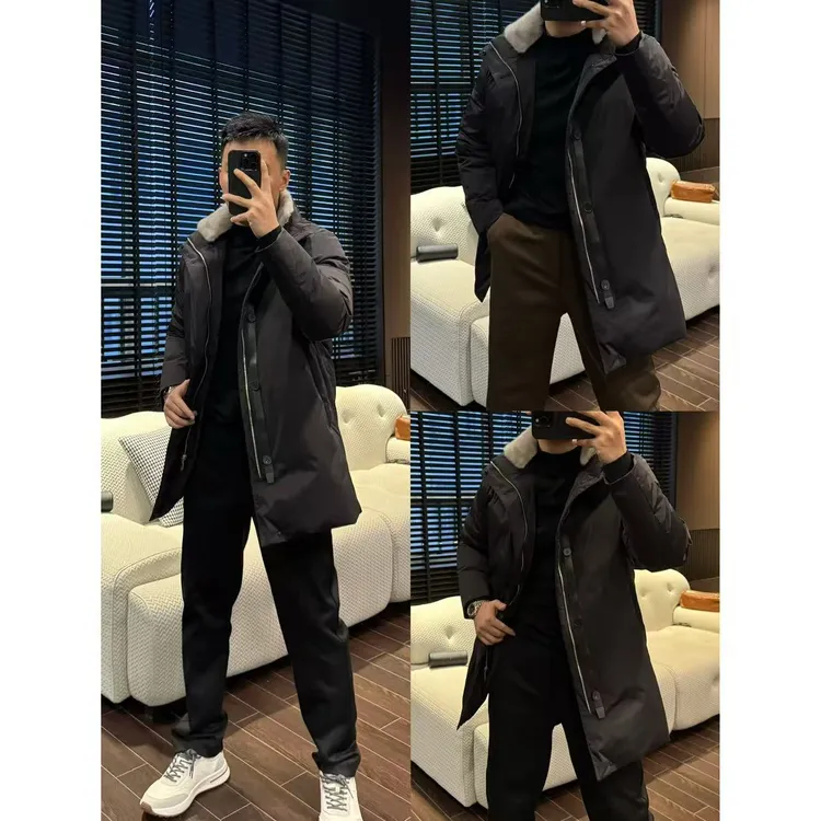 【阿杜先生·柳桥鹅绒服】冬季加厚鹅绒配皮水貂中长款羽绒服-877816