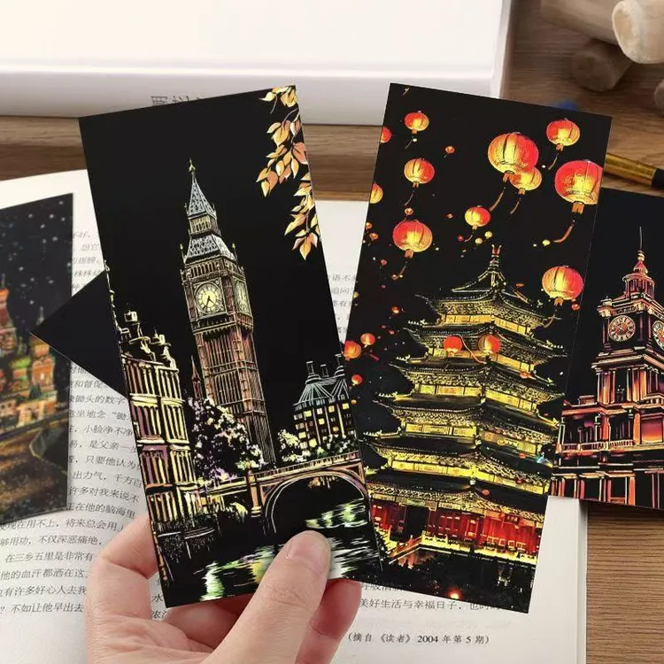 刮刮画纸便签世界名城夜景刮画diy手工减压解压儿童玩具刮色礼物
