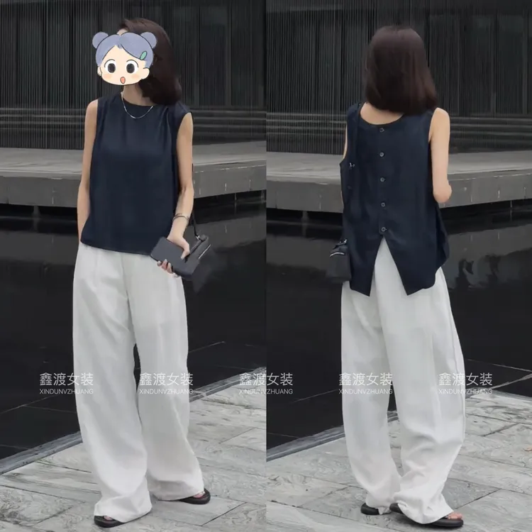 2025春夏新款时尚显瘦气质女士网红洋气两件套百搭款D6789