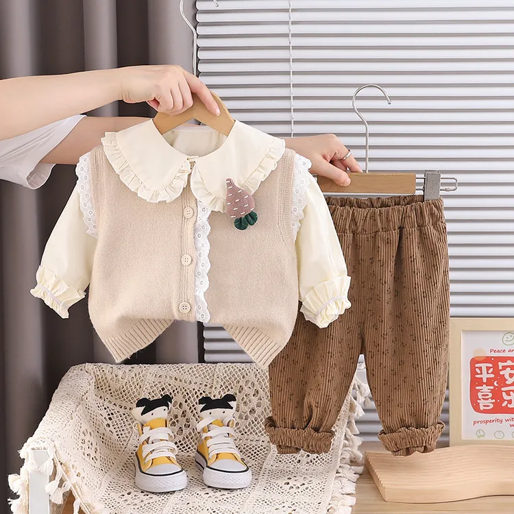 女童秋装套装2025新款宝宝洋气时髦童装春秋季公主儿童衣服三件套