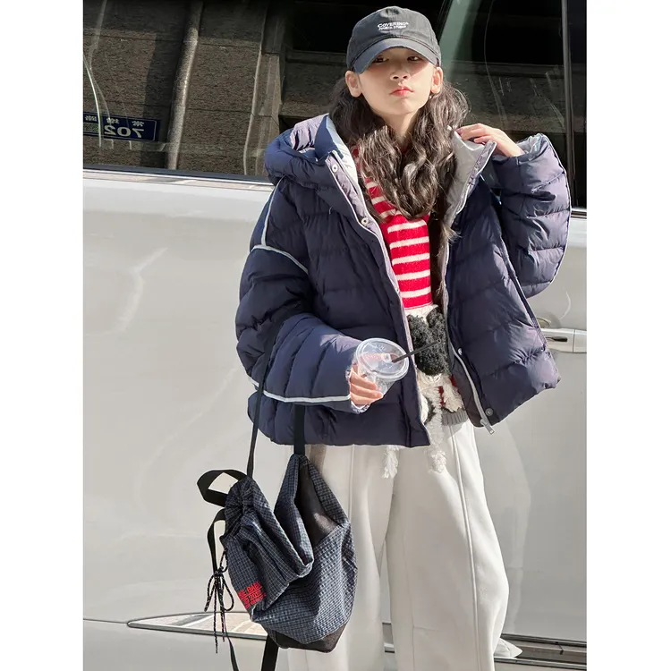 K30318白鸭绒装饰线女童冬装排骨羽绒服2025新款儿童加厚保暖外套