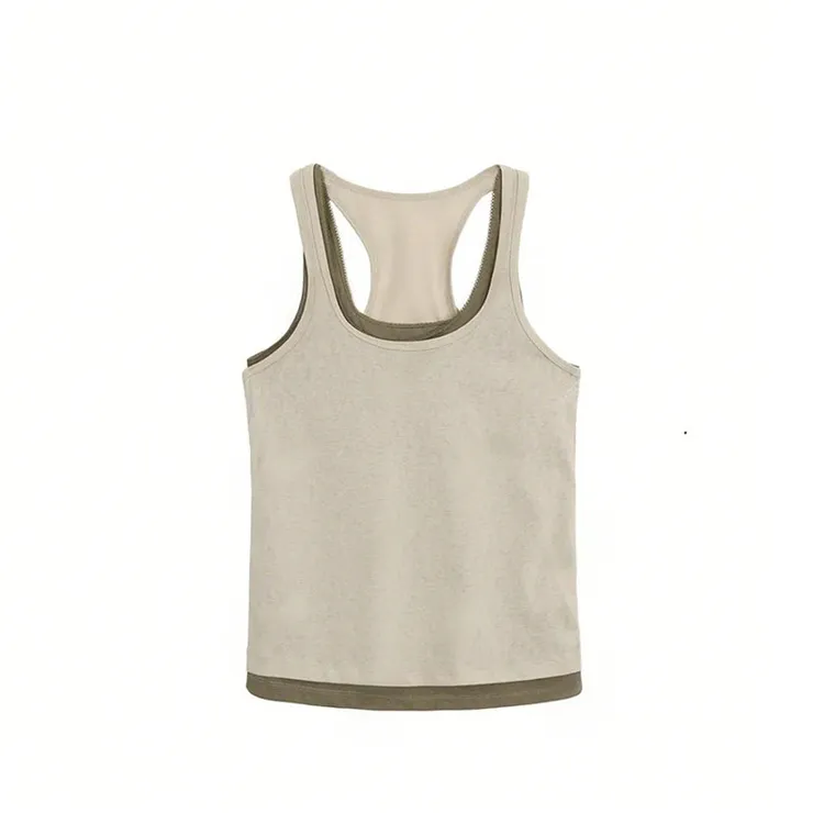 2025春夏季新款真两件套吊带背心女时尚百搭两穿无袖打底衫上衣