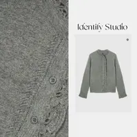 IDENTIFY冬季钩花镂空时尚单排扣半高领毛衣25AWG120971