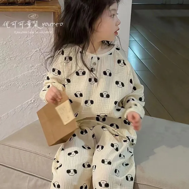 儿童睡衣2025新款春秋女童卡通宽松夏季儿童长袖空调服套装家居服