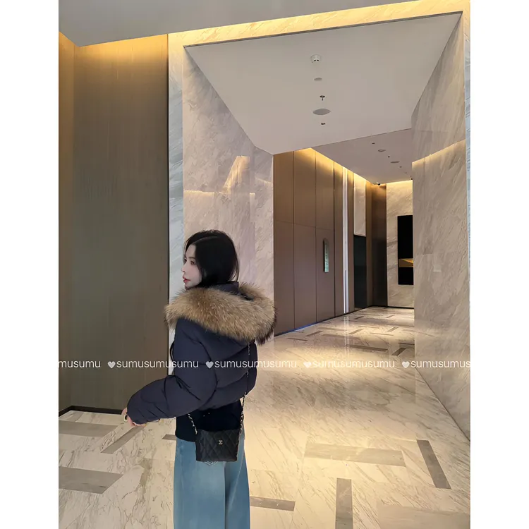 SUMU/宿慕设计师款初雪告白2025冬新款90白鸭绒大毛领羽绒服9068