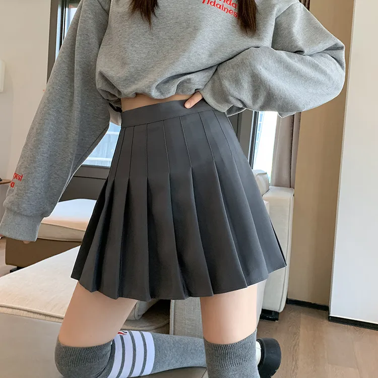 深灰色高腰百褶裙女春秋夏2025新款jk裙显瘦a字裙子西装半身短裙