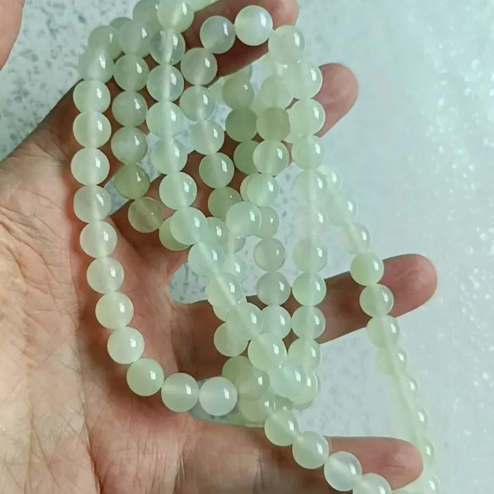 岫玉冰料珠子108粒珠子链