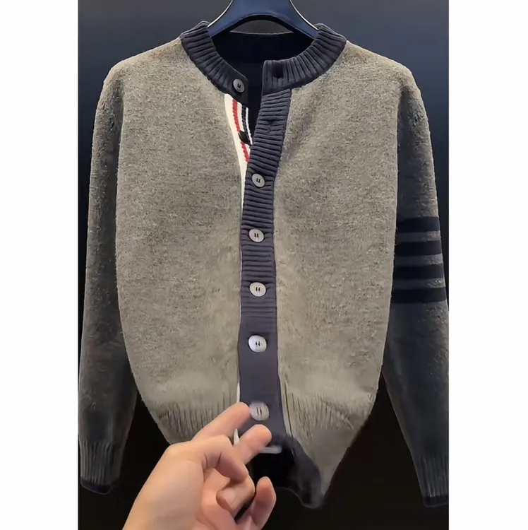 高品质男装秋冬欧洲站高档潮奢开衫毛衣男士休闲时尚针织上衣毛衣