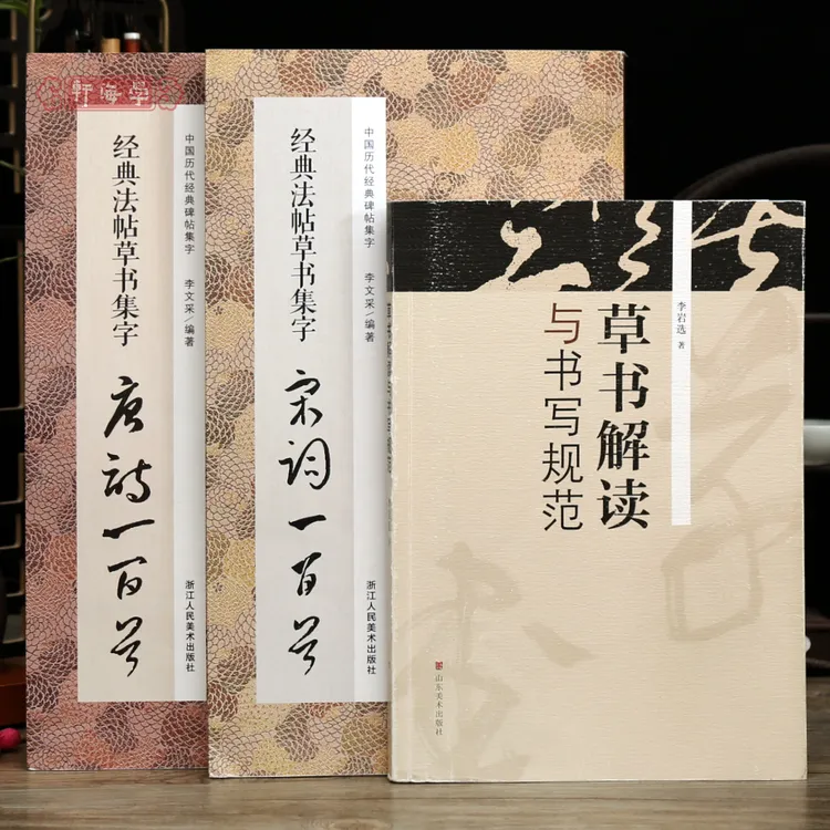 共3种草书集字唐诗一百首宋词一百首书谱草书解读与书写规范字帖