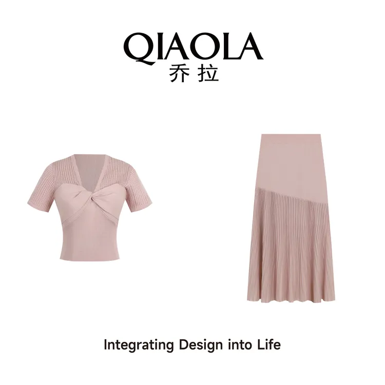 QIAOLA/乔拉【夏日甜心】春新款透气自然轻薄柔软百搭时尚套装预售
