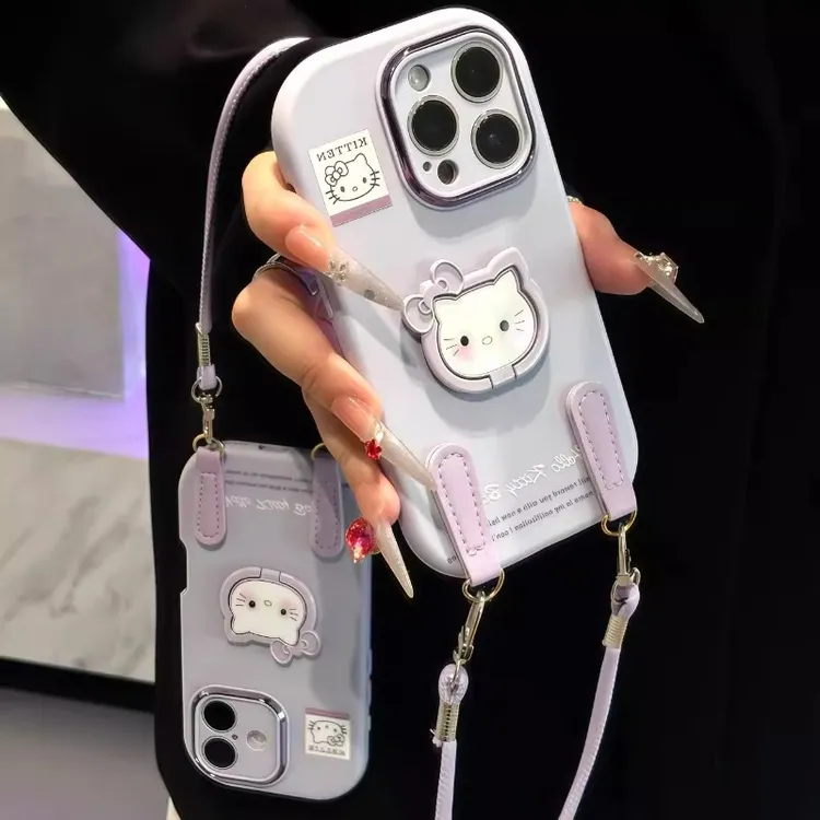 香芋紫KT酱支架挂绳适用苹果17Promax手机壳iPhone16pro个性可爱