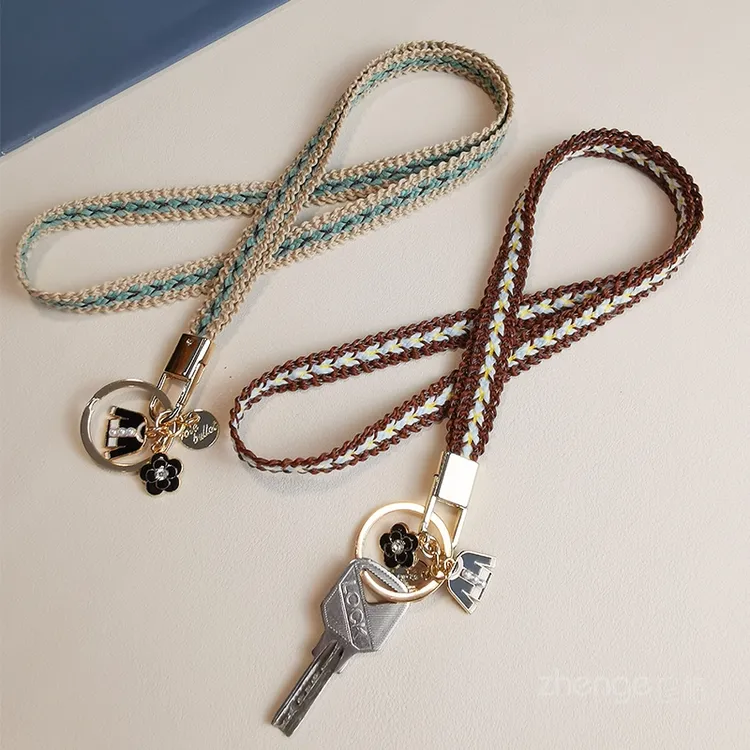 长款挂脖子防丢吊绳中小学生儿童钥匙扣毛线编织带子结实耐用