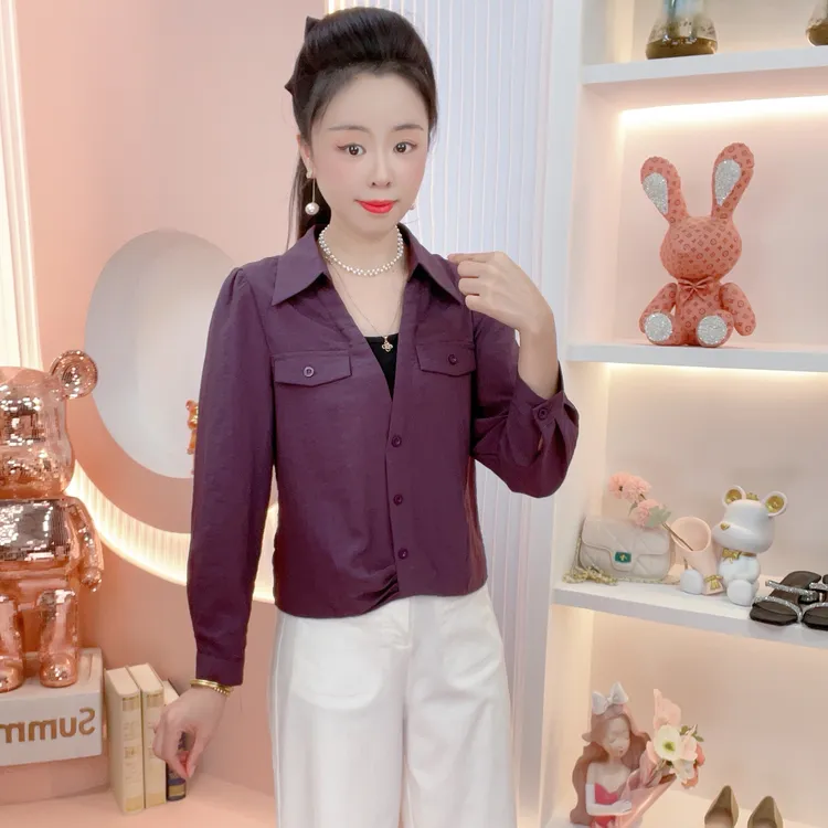 JUYA 新款【美吖】早秋衬衫领洋气轻奢显瘦百搭气质减龄遮肉衬衫