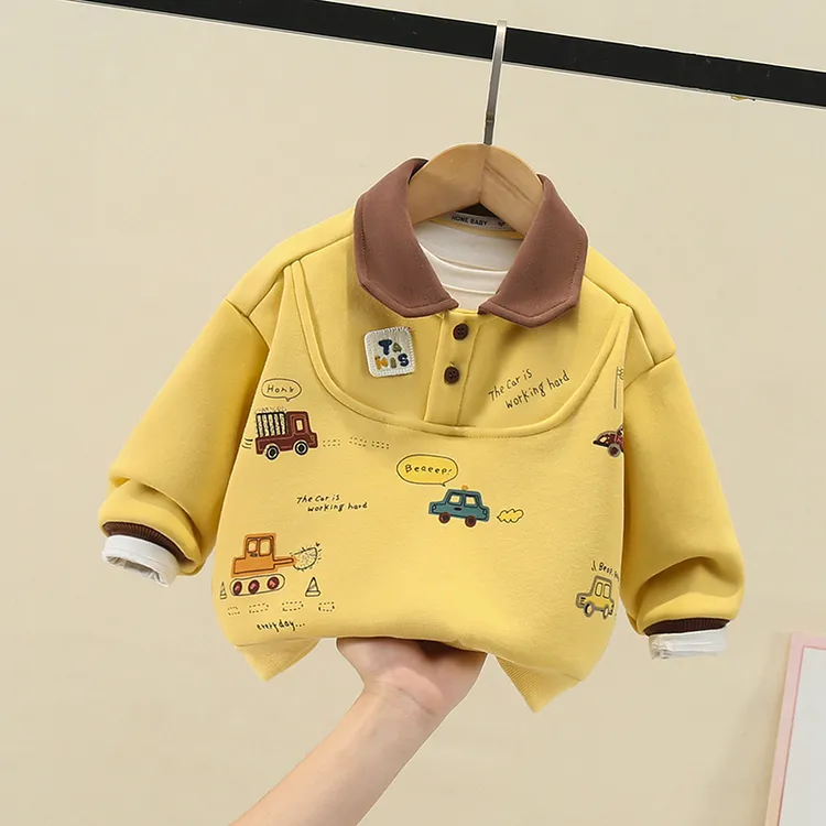 儿童春秋卫衣男女童新款洋气POLO衫上衣宝宝休闲一体绒童装衣服潮