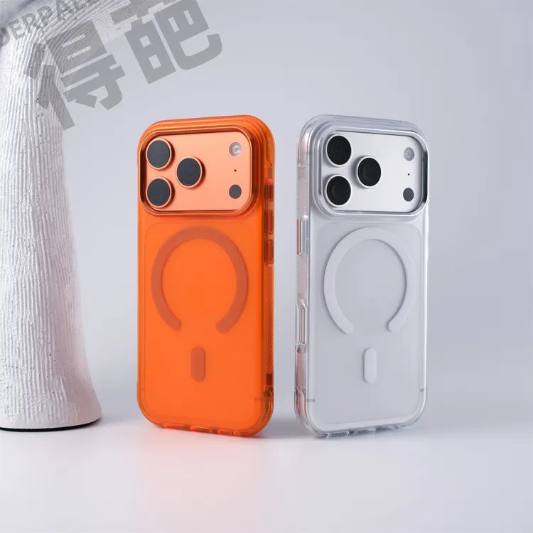 得葩半透防滑边框苹果17promax磁吸手机壳iphone16防摔气囊15/14