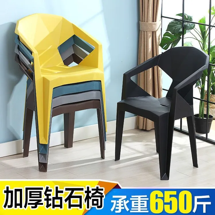加厚塑料椅子扶手靠背大排档户外休闲餐桌椅烧烤夜市批发家用成人