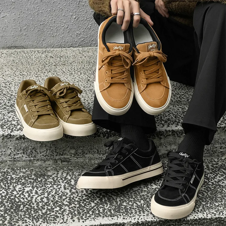 FOORAABO/法拉步板鞋男款2025新款休闲ins学生厚底复古百搭小众鞋