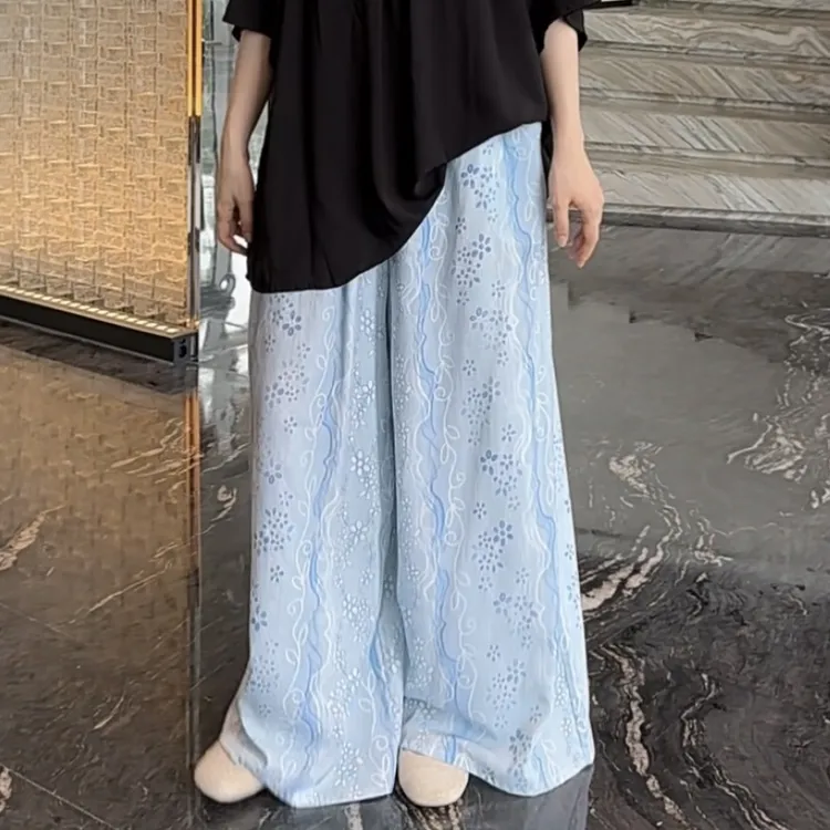 【双口袋】2025新款夏季女绵绸宽松居家外出通勤冰凉透气ins风裙裤