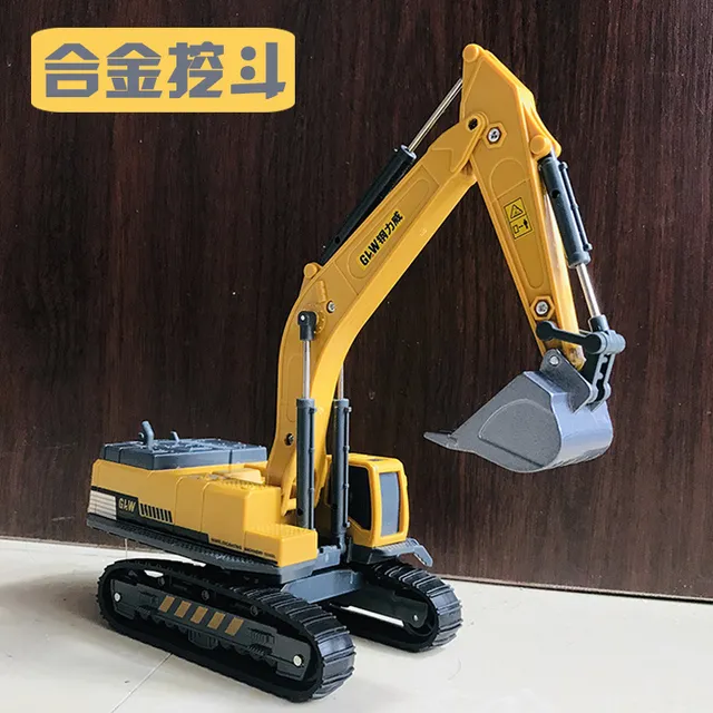 儿童合金挖掘机挖土机玩具男孩益智履带挖机滑行吊车仿真铲车模型
