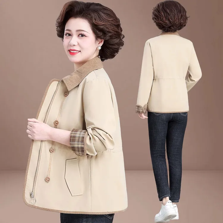 妈妈春装外套洋气2025新款收腰显瘦夹克40岁50中老年人女春秋上衣