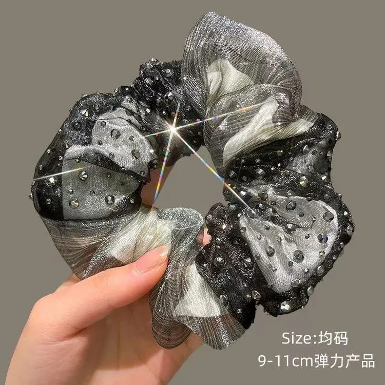 法式简约时尚韩版烫钻发圈爆款气质皮筋高颜值扎头发繁星头饰头花