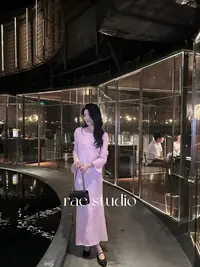 【Rae】简约高级贵贵感圆领长袖半裙套装r725