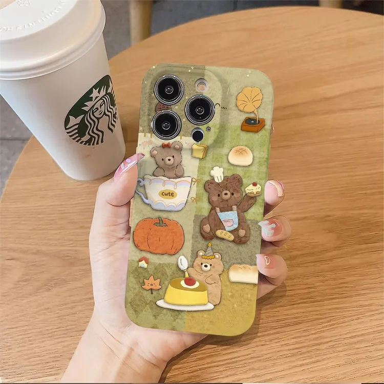 小熊面包手机壳适用苹果16promax华为iPhone15/14小米/oppo/vivo
